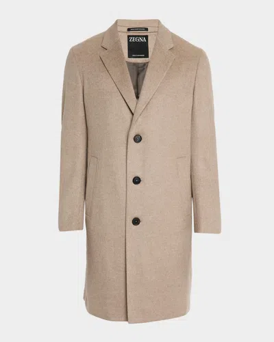 Zegna Men's Oasi Cashmere Notch-lapel Overcoat In Nude