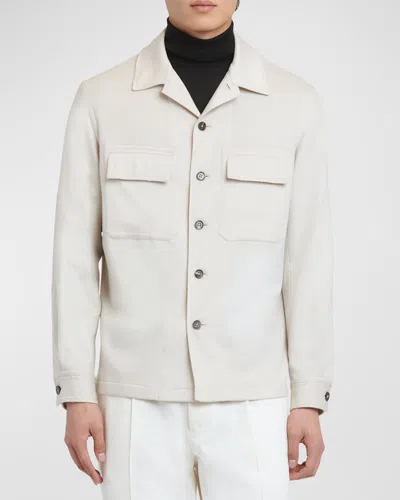 Zegna Men's Oasi Cashmere Overshirt In Neutral