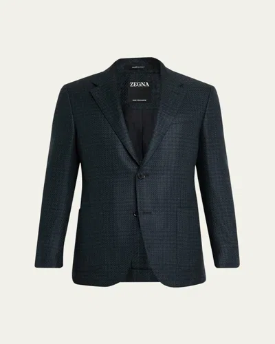 Zegna Men's Oasi Cashmere Prince Of Wales Two-button Sport Coat In Blue