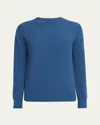 Zegna Men's Oasi Cashmere Crewneck Sweater In Md Blu Sld