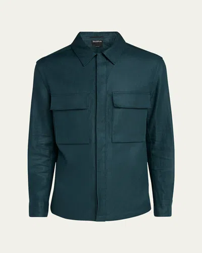 ZEGNA MEN'S OASI LINEN OVERSHIRT