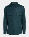 Zegna Overshirt Linen Concealed Placket In Md Brw Sld