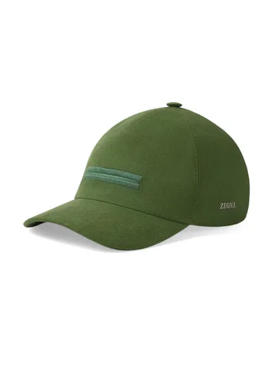 Zegna Oasi Lino Baseball Cap In Green