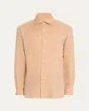 Zegna Men's Oasi Lino Casual Button-down Shirt In Orange
