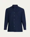 Zegna Men's Oasi Lino Casual Button-down Shirt In Blue