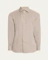 Zegna Men's Oasi Lino Casual Button-down Shirt In Md Grn Sld