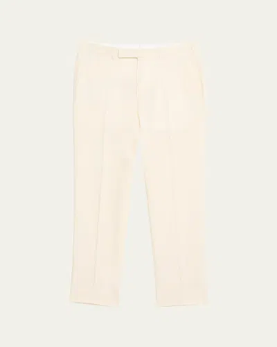 ZEGNA MEN'S OASI LINO FLAT-FRONT TROUSERS