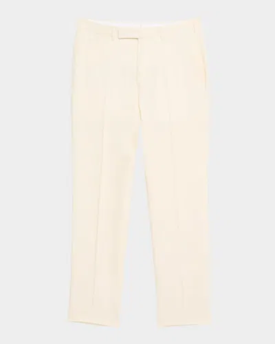 Zegna Men's Oasi Lino Flat-front Trousers In Wht Sld