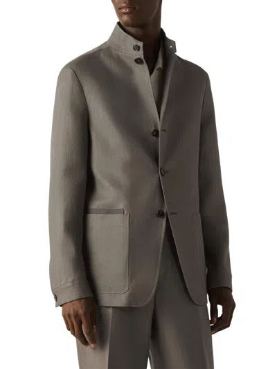Zegna Men's Oasi Lino Ii Conte Jacket In Gray