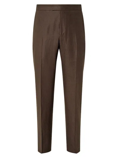 Zegna Button Elasticated Trousers In Brown