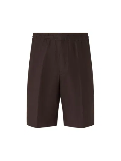 Zegna Oasi Lino Shorts In Brown