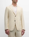 Zegna Chalk Stripe Linen And Silk Jacket In White Solid