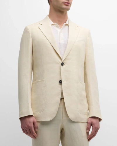 Zegna Men's Oasi Lino Sport Coat In White Solid