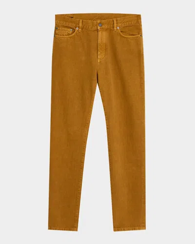 Zegna Men's Ocher Melange Cotton Five-pocket Pants In Lt Brw Sld