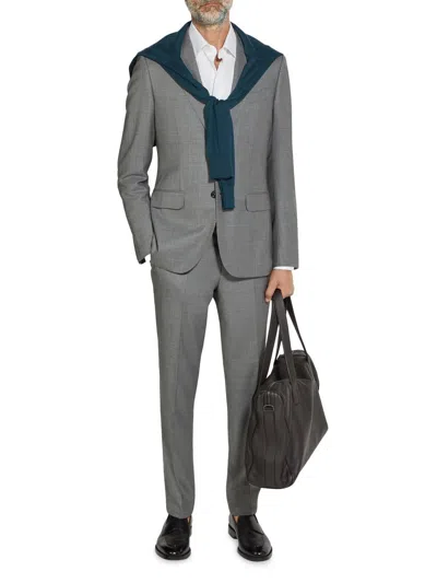 Zegna Men's Over-checked Two-piece Wool Suit In Gray