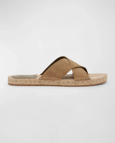 Zegna Men's Panarea Suede Espadrille Sandals In Light Brown