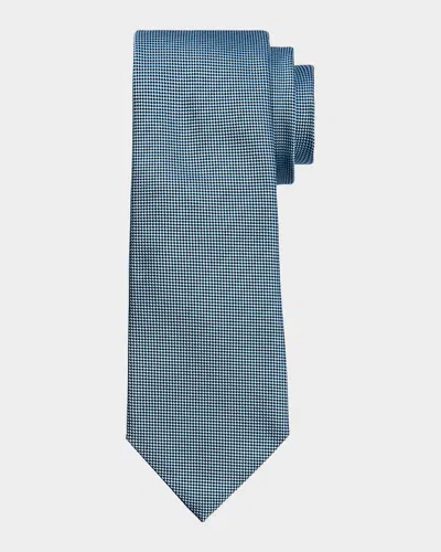 Zegna Men's Pindot Silk Tie In Blue