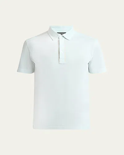 Zegna Men's Pique Polo Shirt In Blue