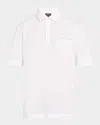Zegna Cotton Polo Shirt With Intarsia Knitted Stripe In White