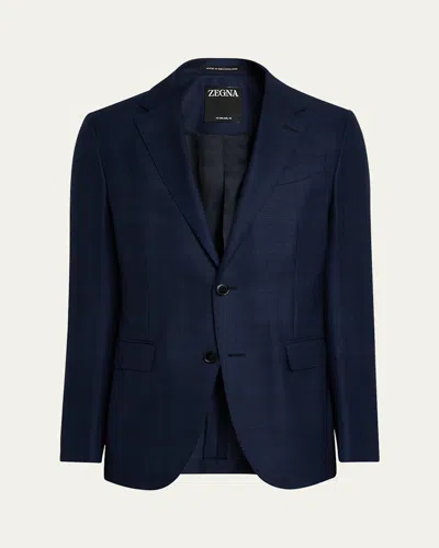 Zegna Men's Plaid 15milmil15 Wool Sport Coat In Blue