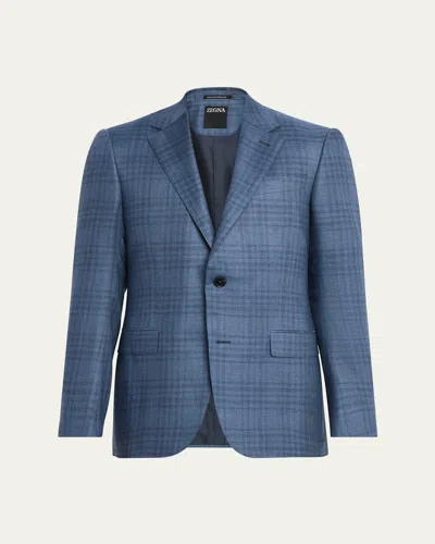 Zegna Men's Plaid Cashmere And Silk Single-breasted Sport Coat In Multi