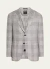 Zegna Grey And White Silk And Cashmere Jacket In Silv Ck