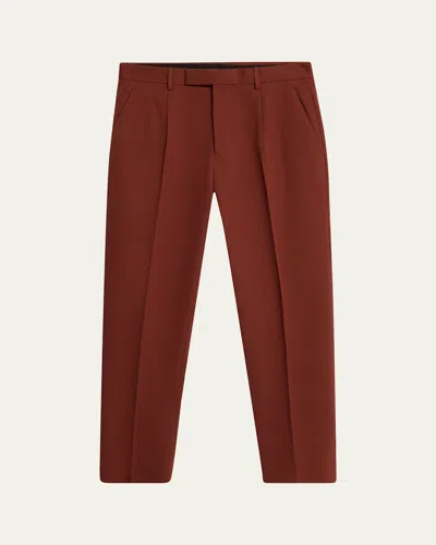 Zegna Men's Pleated Cotton-wool Pants In Red