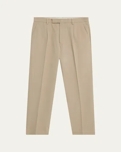 Zegna Men's Pleated Cotton-wool Pants In Sand