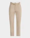 Zegna Men's Pleated Cotton-wool Pants In Nat Sld