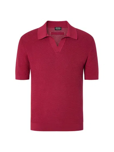 Zegna Premium Cotton Polo Shirt In Pink