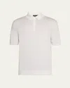 Zegna Cotton Polo Shirt With Intarsia Knitted Stripe In White