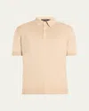 Zegna Men's Premium Cotton Short-sleeve Polo Sweater In Nat Sld