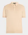 Zegna Men's Premium Cotton Short-sleeve Polo Sweater In Nat Sld