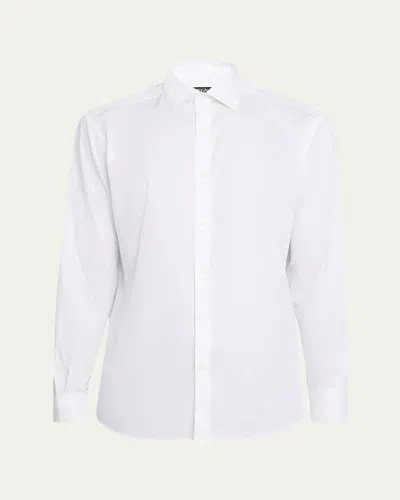 Zegna Men's Premium Cotton Sport Shirt In Wht Sld