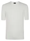 Zegna Textured Cotton Crew Neck T-shirt In White