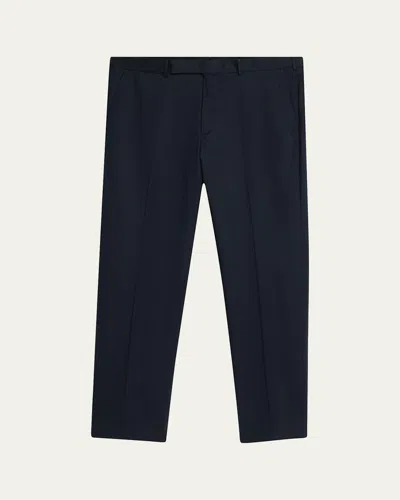 Zegna Men's Premium Flat-front Trousers In Nvy Sld