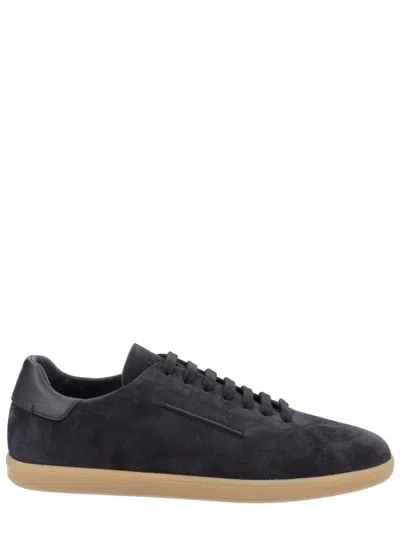 Zegna Lace Up Sneakers Low Top Suede Rubber In Black