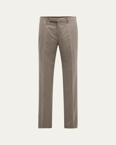 ZEGNA MEN'S PURE WOOL FLAT-FRONT PANTS