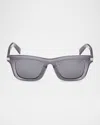 Zegna Angular-frame Sunglasses In Shiny Opal Grey Matte Palladium