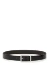 Zegna Reversible Leather Belt With Hand-buffed Finish And Sleek Silver-tone Buckle In Black