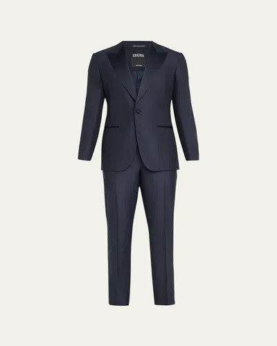 Zegna Men's Sartorial Wool And Silk Tuxedo In Navy Solid