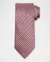 Zegna Men's Satin Diagonal Stripe Silk Tie In Pink