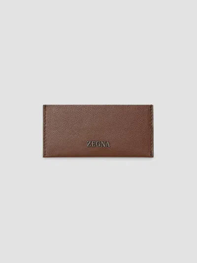 Zegna Men's Secondskin Card Case In Brown