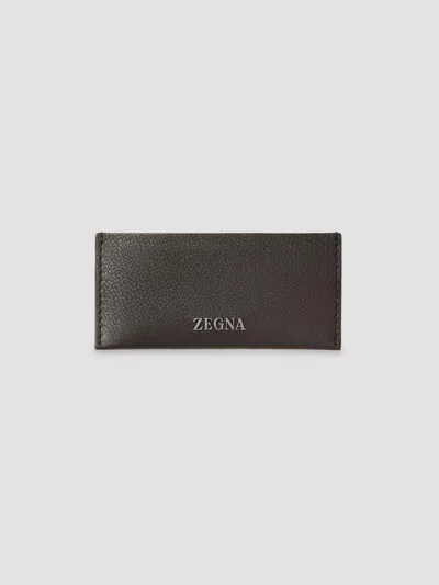 Zegna Men's Secondskin Card Case In Dark Brown