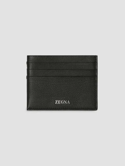Zegna Men's Secondskin Card Case In Dark Olive Green