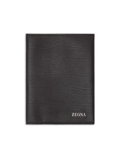 Zegna Secondskin Passport Case In Brown