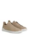 Zegna Light Taupe Triple Stitch Secondskin Sneakers In Light Taupe