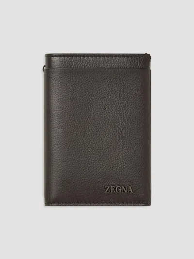 Zegna Men's Secondskin Wallet In Dark Brown
