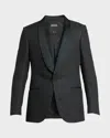 Zegna Men's Shawl-collar Linen Tuxedo In Black Solid