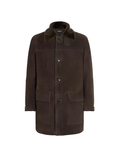Zegna Men's Shearling Coat In Brown